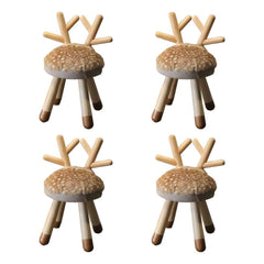 Animal-Shaped Upholstered Kids Stool with Light Wood Legs
