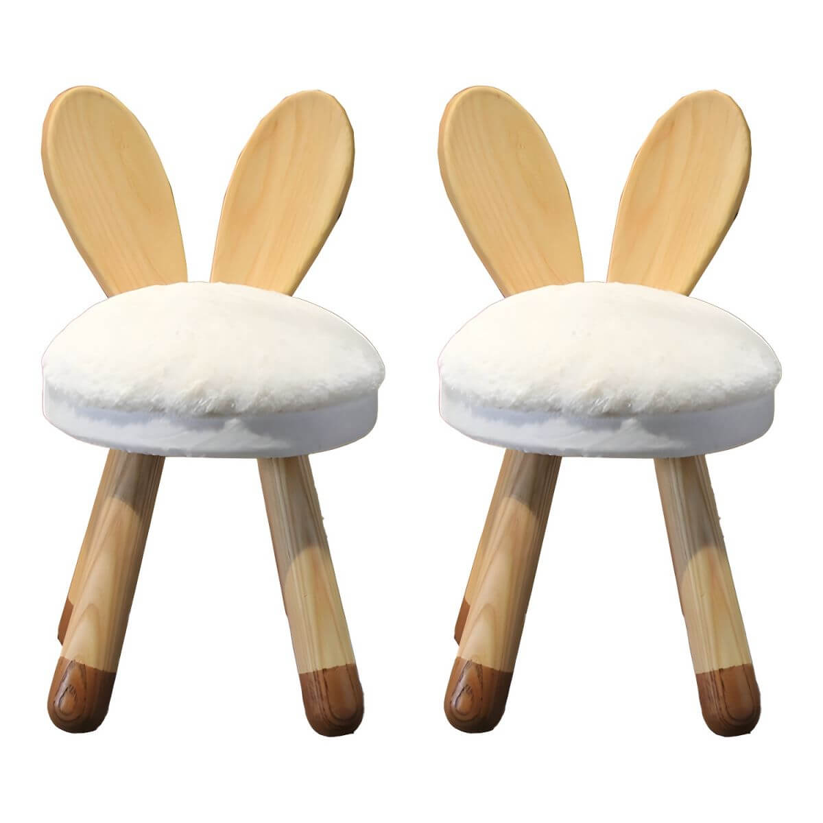 Animal-Shaped Upholstered Kids Stool with Light Wood Legs