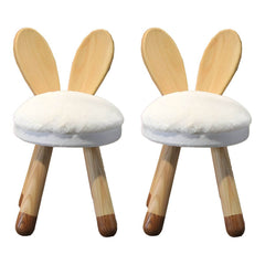 Animal-Shaped Upholstered Kids Stool with Light Wood Legs