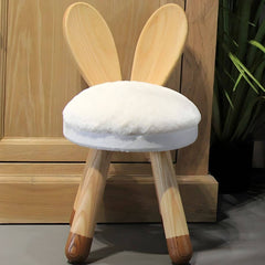 Animal-Shaped Upholstered Kids Stool with Light Wood Legs