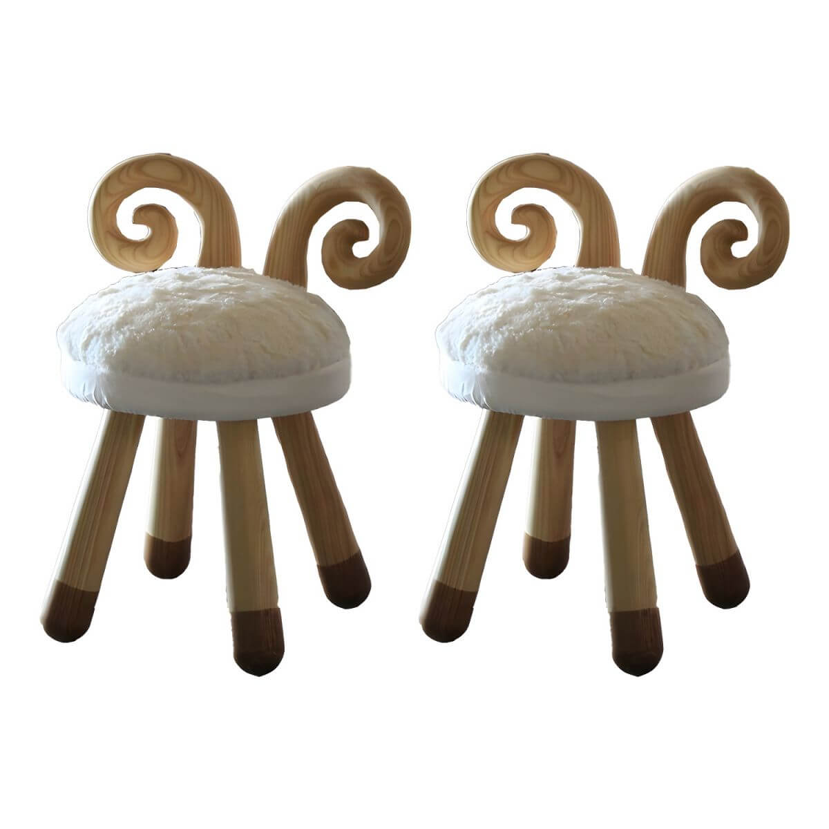 Animal-Shaped Upholstered Kids Stool with Light Wood Legs