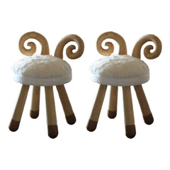 Animal-Shaped Upholstered Kids Stool with Light Wood Legs