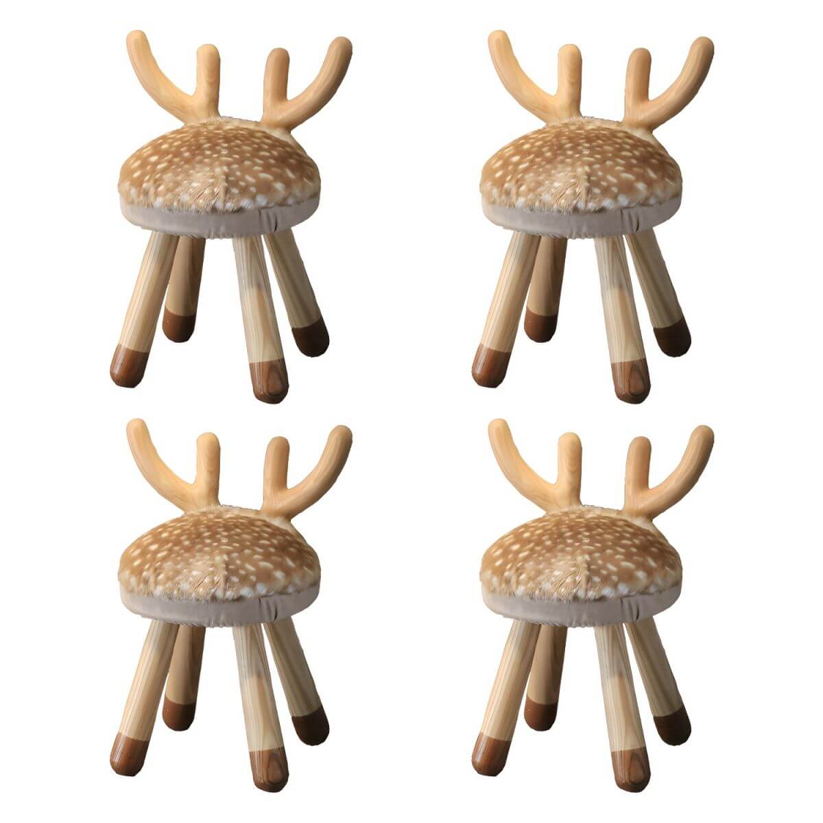 Animal-Shaped Upholstered Kids Stool with Light Wood Legs