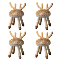 Animal-Shaped Upholstered Kids Stool with Light Wood Legs