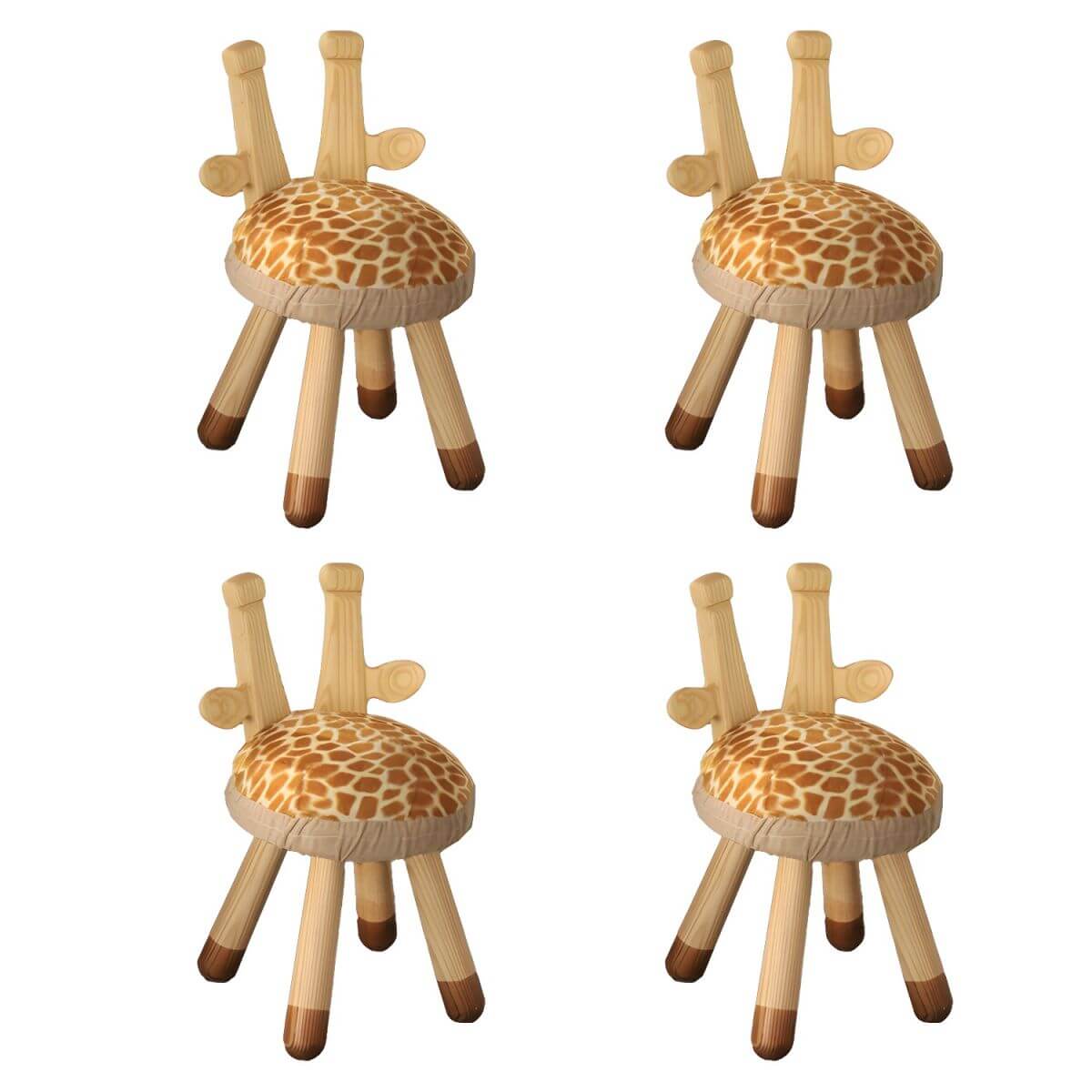 Animal-Shaped Upholstered Kids Stool with Light Wood Legs