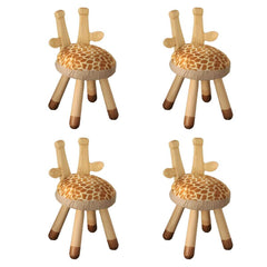Animal-Shaped Upholstered Kids Stool with Light Wood Legs