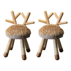 Animal-Shaped Upholstered Kids Stool with Light Wood Legs