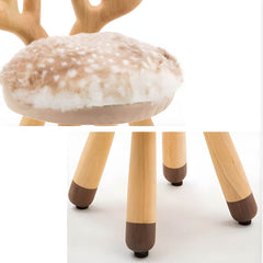 Animal-Shaped Upholstered Kids Stool with Light Wood Legs