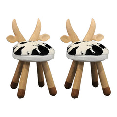 Animal-Shaped Upholstered Kids Stool with Light Wood Legs