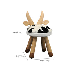 Animal-Shaped Upholstered Kids Stool with Light Wood Legs Dimensions