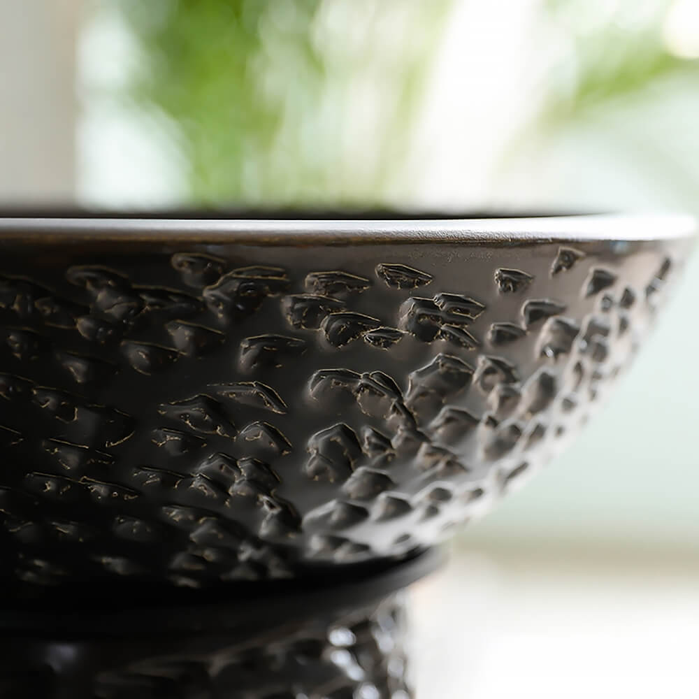 Antique Black Kaolin Clay Freestanding Pedestal Sink - Modern Specialty Design