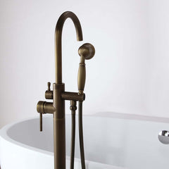 Antique Brass Freestanding Tub Faucet with Hand Shower