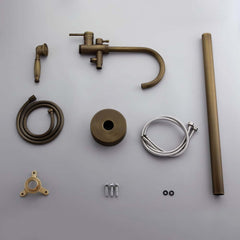 Antique Brass Freestanding Tub Faucet with Hand Shower