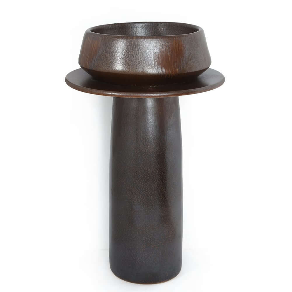 Antique Brass Retro Freestanding Pedestal Sink with Kaolin Clay