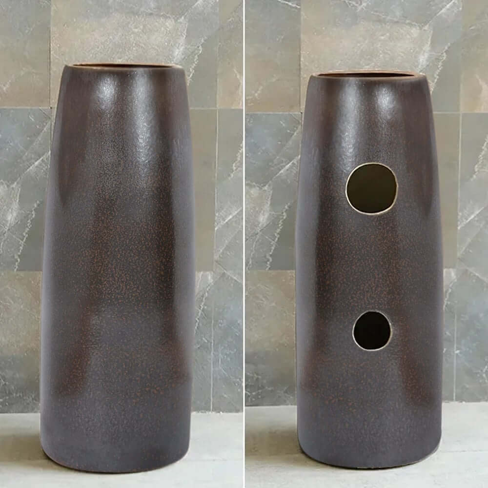 Antique Brass Retro Freestanding Pedestal Sink with Kaolin Clay