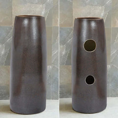 Antique Brass Retro Freestanding Pedestal Sink with Kaolin Clay