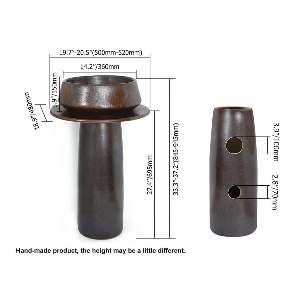 Antique Brass Retro Freestanding Pedestal Sink with Kaolin Clay Dimensions