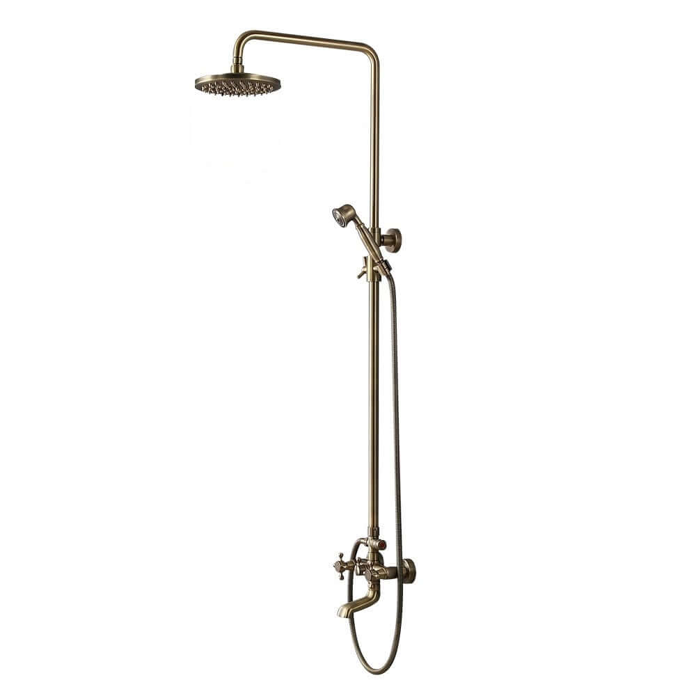 Antique Brass Traditional Rainfall Shower System with Hand Shower