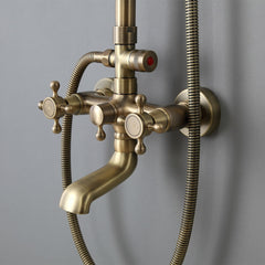 Antique Brass Traditional Rainfall Shower System with Hand Shower