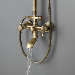 Antique Brass Traditional Rainfall Shower System with Hand Shower