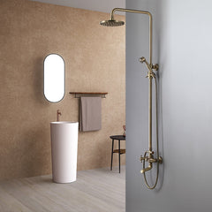 Antique Brass Traditional Rainfall Shower System with Hand Shower
