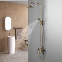 Antique Brass Traditional Rainfall Shower System with Hand Shower