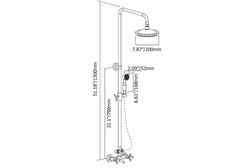Antique Brass Traditional Rainfall Shower System with Hand Shower Dimensions