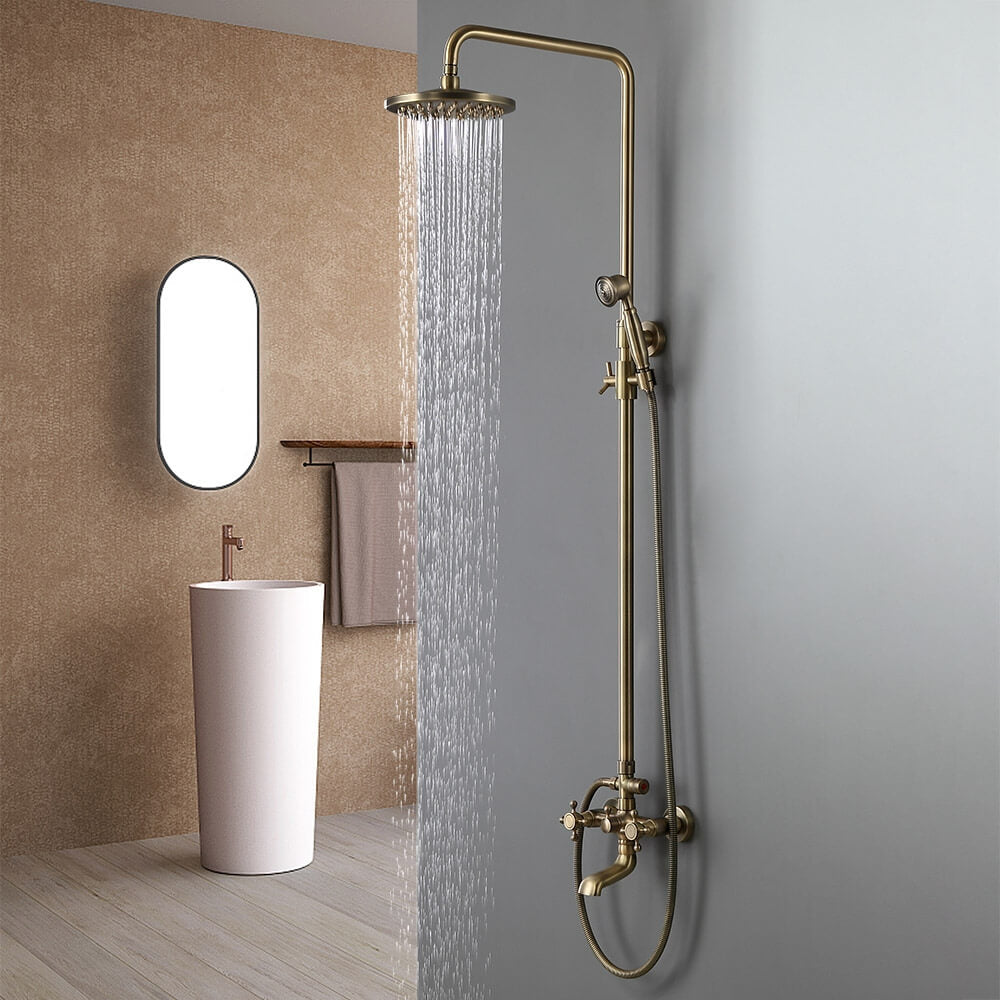 Antique Brass Traditional Rainfall Shower System with Hand Shower Main Product Image