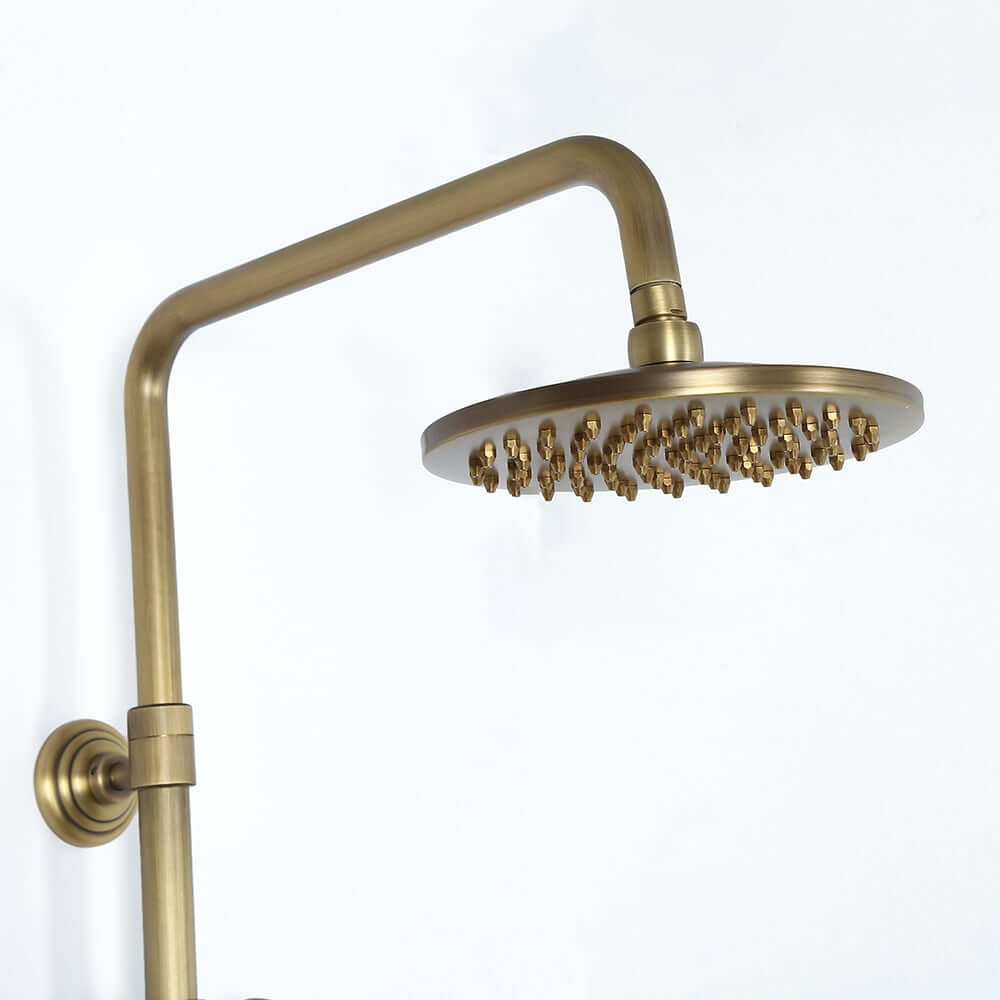 Antique Brass Traditional Shower Set with Rain Shower Head and Handheld