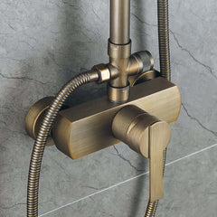 Antique Brass Traditional Shower Set with Rain Shower Head and Handheld