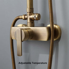 Antique Brass Traditional Shower Set with Rain Shower Head and Handheld