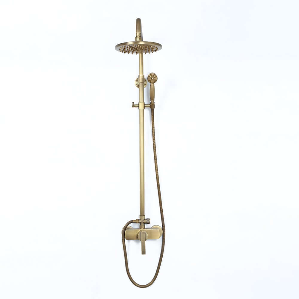 Antique Brass Traditional Shower Set with Rain Shower Head and Handheld