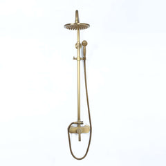 Antique Brass Traditional Shower Set with Rain Shower Head and Handheld