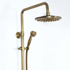 Antique Brass Traditional Shower Set with Rain Shower Head and Handheld