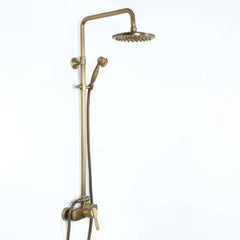 Antique Brass Traditional Shower Set with Rain Shower Head and Handheld