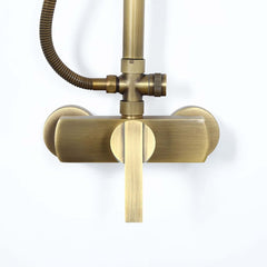 Antique Brass Traditional Shower Set with Rain Shower Head and Handheld