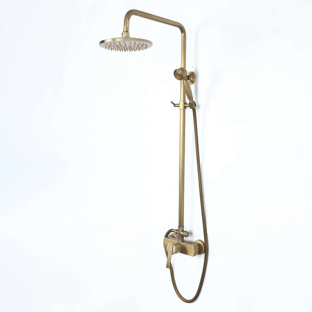 Antique Brass Traditional Shower Set with Rain Shower Head and Handheld