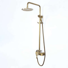 Antique Brass Traditional Shower Set with Rain Shower Head and Handheld