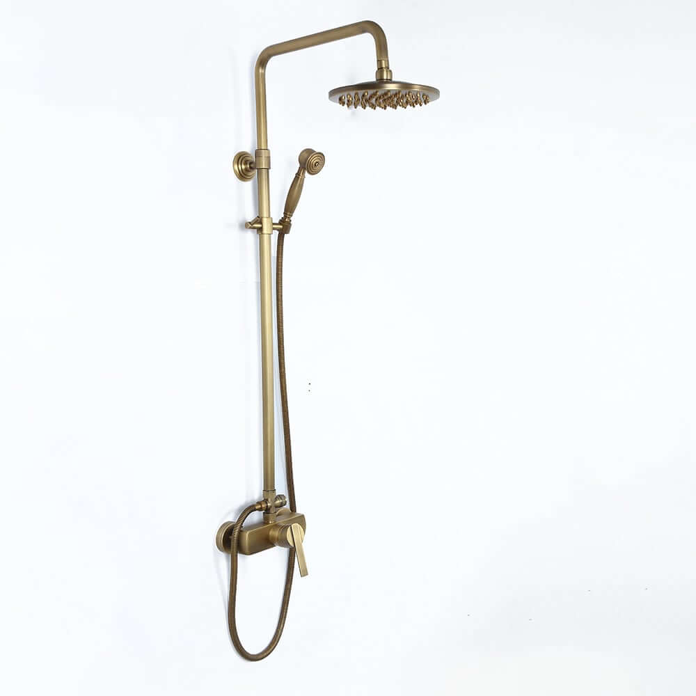 Antique Brass Traditional Shower Set with Rain Shower Head and Handheld