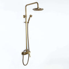 Antique Brass Traditional Shower Set with Rain Shower Head and Handheld