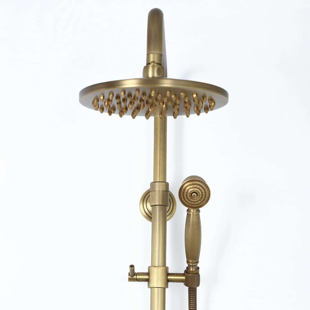 Antique Brass Traditional Shower Set with Rain Shower Head and Handheld