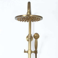 Antique Brass Traditional Shower Set with Rain Shower Head and Handheld