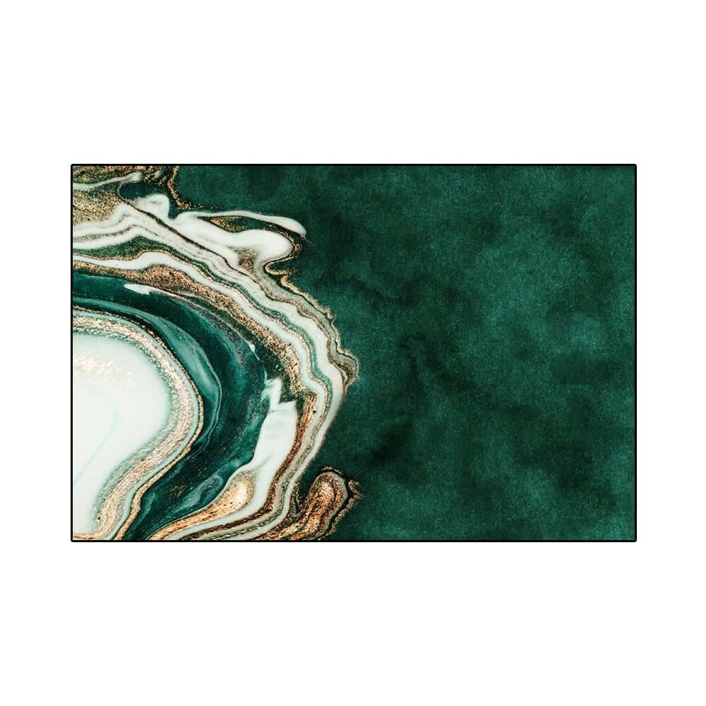 Art Deco Polyester Area Rug with Abstract Green Marble Print