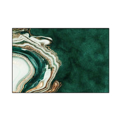 Art Deco Polyester Area Rug with Abstract Green Marble Print