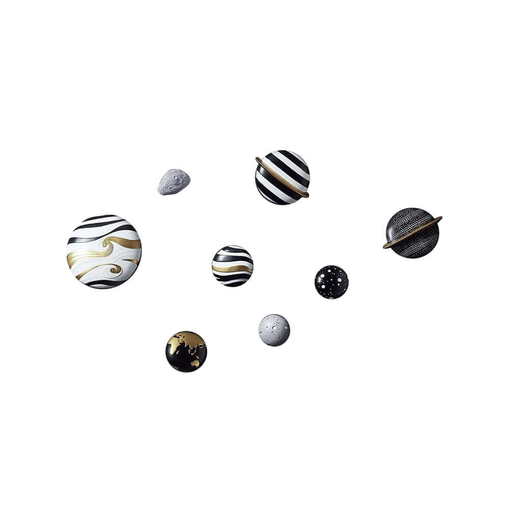 Art Deco Resin Wall Art Set – Multi-Color Spaceman and Planets Decor
