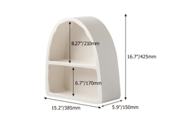 Art Deco White Wall Mounted Floating Shelf with 2 Open Shelves Dimensions