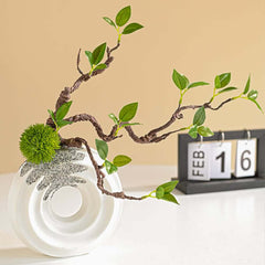 Artificial Bonsai Tree in White Ceramic Decorative Vase