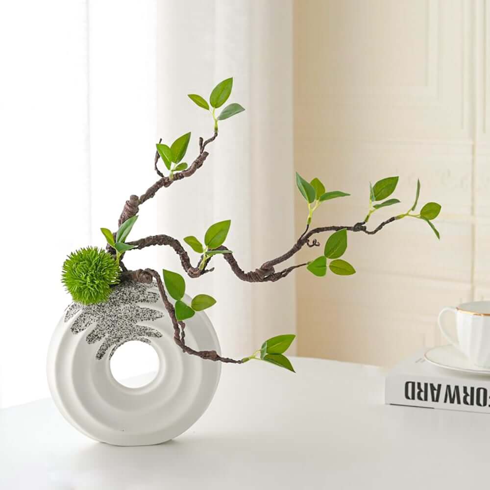 Artificial Bonsai Tree in White Ceramic Decorative Vase Main Product Image