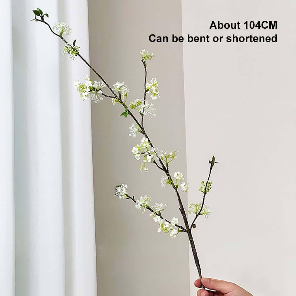 Artificial Cherry Blossom Set with Smoky Gray Glass Planter