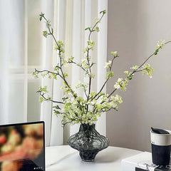 Artificial Cherry Blossom Set with Smoky Gray Glass Planter Main Product Image
